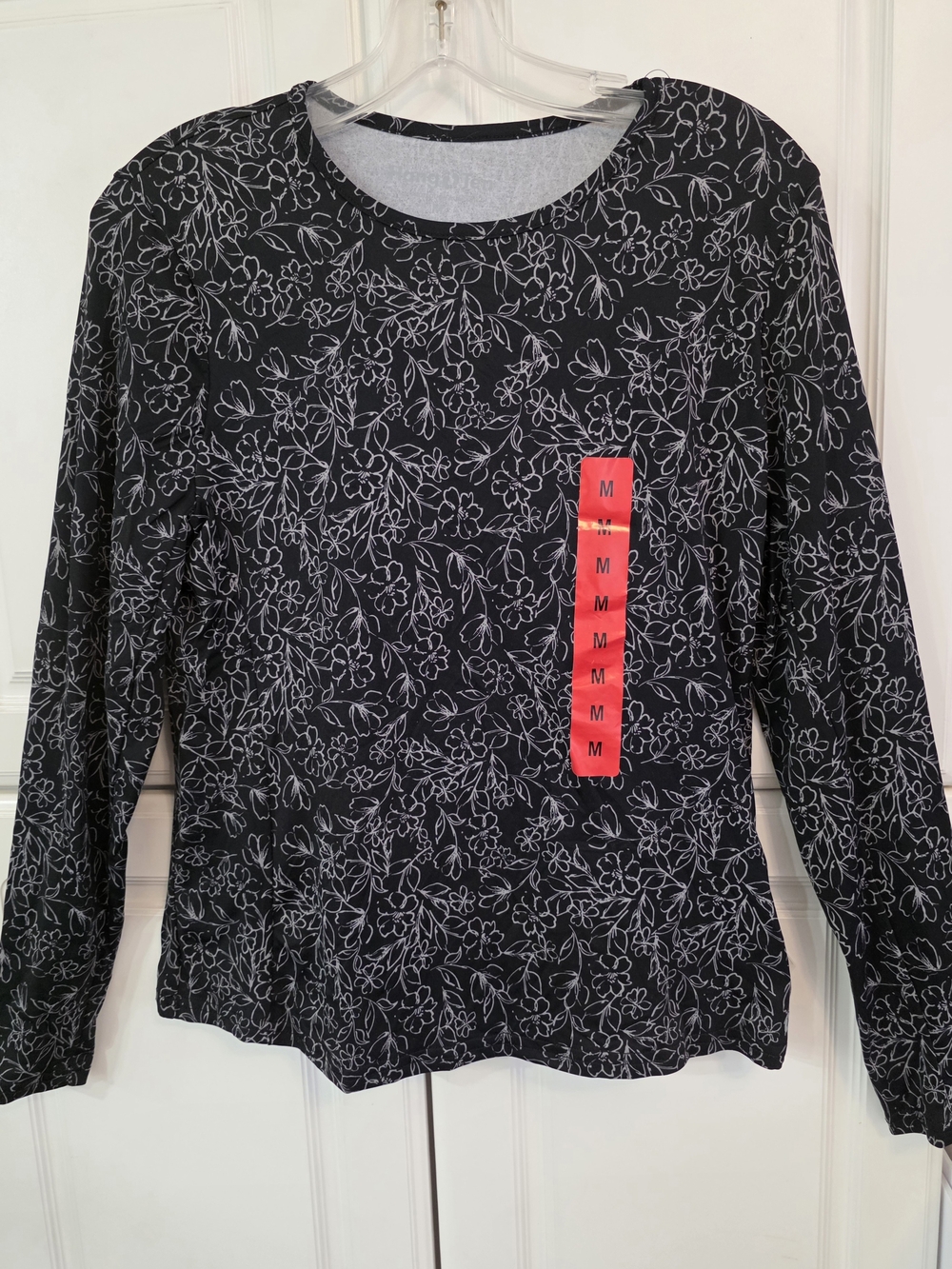 Hang Ten NWT Black White Floral UPF 50+ Sun Shirt Rash Guard - Medium